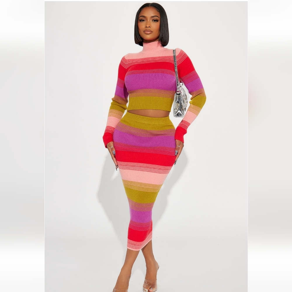 Mi Amore Sweater Skirt Set - Multi Color